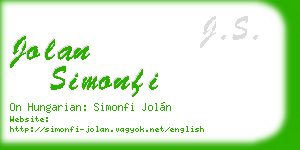 jolan simonfi business card